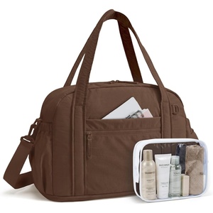image:imageBAGSMART Expandable Personal Item Travel Bag Lightweight Gym Bag for Women 24L Weekender Travel Duffle with Toiletry Bag Carry on Overnight Duffel ChocolateChocolate