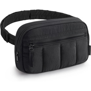image:imageBAGSMART Fanny Packs for Women Cross Body Quilted Puffy Belt Bag with Pockets Fashion Waist Packs for Traveling Hiking BlackBlack