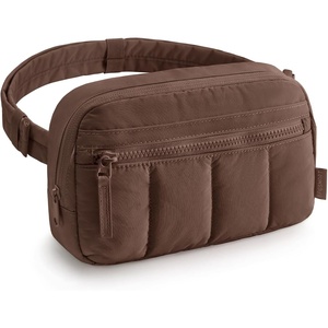 image:imageBAGSMART Fanny Packs for Women Cross Body Quilted Puffy Belt Bag with Pockets Fashion Waist Packs for Traveling Hiking BlackChocolate