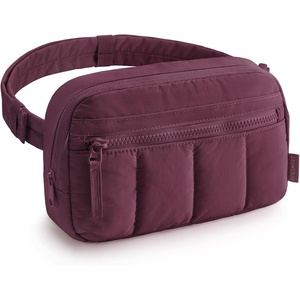image:imageBAGSMART Fanny Packs for Women Cross Body Quilted Puffy Belt Bag with Pockets Fashion Waist Packs for Traveling Hiking BlackRed