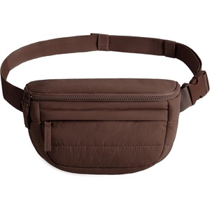 image:imageBAGSMART Fanny Packs for Women Cross Body Quilted Puffy Belt Bag with Pockets Fashion Waist Packs for Traveling Hiking BlackZCoffee Brown
