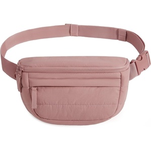 image:imageBAGSMART Fanny Packs for Women Cross Body Quilted Puffy Belt Bag with Pockets Fashion Waist Packs for Traveling Hiking BlackZDark Pink