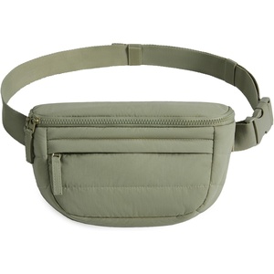 image:imageBAGSMART Fanny Packs for Women Cross Body Quilted Puffy Belt Bag with Pockets Fashion Waist Packs for Traveling Hiking BlackZForest Green