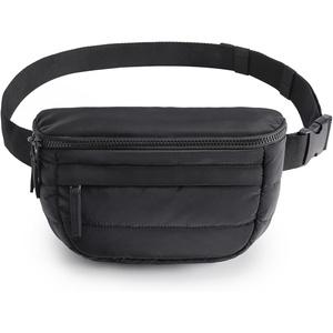 image:imageBAGSMART Fanny Packs for Women Two Way Zipper Belt Bag with Adjustable Strap Puffy Fashion Waist Packs for Traveling Workout BlackBlack