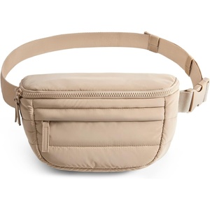 image:imageBAGSMART Fanny Packs for Women Two Way Zipper Belt Bag with Adjustable Strap Puffy Fashion Waist Packs for Traveling Workout BlackBrown