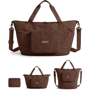 image:imageBAGSMART Foldable Travel Bag 37L Expandable Personal Item Bag Lightweight Travel Essentials for Women Water Resistant Extra Carry on Bag BlackChocolate