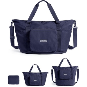 image:imageBAGSMART Foldable Travel Bag 37L Expandable Personal Item Bag Lightweight Travel Essentials for Women Water Resistant Extra Carry on Bag BlackNavy Blue