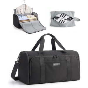 image:imageBAGSMART Garment Bag Duffle Bag for Travel Convertible 2 in 1 Suit Bag for Hanging Clothes Carry on Travel Bag with Shoes BagShoulder Strap Weekender for Dresses Coats Shirts BlackBlack