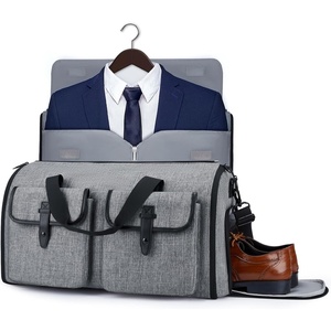 image:imageBAGSMART Garment Bags for Travel Convertible Garment Duffle Bag Suit Bags for Men Women 2 in 1 Garment Bags for Hanging Clothes Carry On Duffle Bag with Shoe Compartment BlackGrey