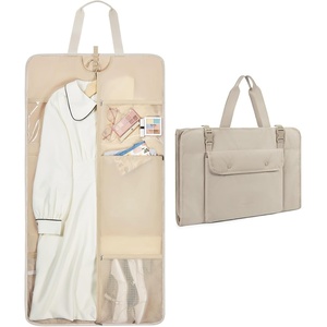 image:imageBAGSMART Garment Bags for Travel Foldable Carry on Suit Carrier for Hanging Clothes Stylish Dress Carrier Large Convertible Weekender Garment Bags for Women MenPuffy Camel