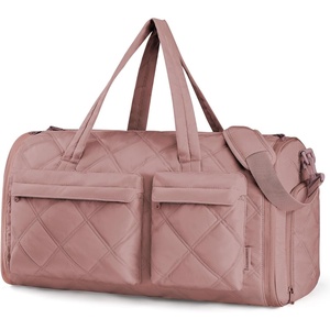 image:imageBAGSMART Garment Duffel Bag Convertible 2in1 Puffy WaterResistant CarryOn with Shoe Compartment ABlackADark Pink