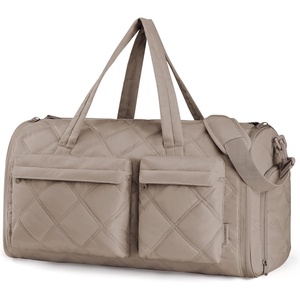 image:imageBAGSMART Garment Duffel Bag Convertible 2in1 Puffy WaterResistant CarryOn with Shoe Compartment ABlackAKhaki