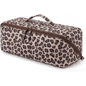 image:imageBAGSMART Hair Tool Organizer Travel Bag Compatible with Dyson Airwrap Shark Hair Dryer Wideopen Accessories Organizer with Heat Resistant Mat Makeup Bag for Dyson Attachments Curling Iron BlackLeopard Print