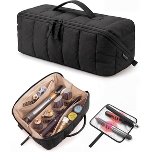 image:imageBAGSMART Hair Tool Organizer Travel Bag Compatible with Dyson Airwrap Shark Hair Dryer Wideopen Accessories Organizer with Heat Resistant Mat Makeup Bag for Dyson Attachments Curling Iron BlackBlack