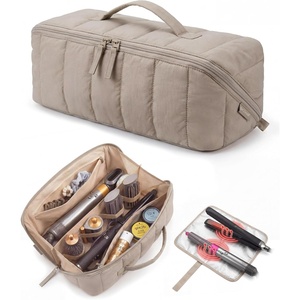 image:imageBAGSMART Hair Tool Organizer Travel Bag Compatible with Dyson Airwrap Shark Hair Dryer Wideopen Accessories Organizer with Heat Resistant Mat Makeup Bag for Dyson Attachments Curling Iron BlackBrown
