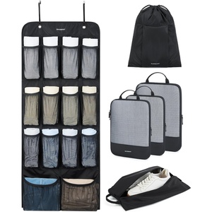 image:imageBAGSMART Hanging Compression Packing Cubes 6 Set Cruise Travel Essentials  3Fold Space Saving Hanging Shelves Closet Organizers amp Storage Compressible Suitcase Organizer Bags Machine Washable CubeBlack
