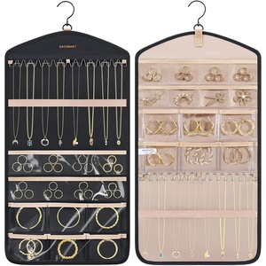 image:imageBAGSMART Hanging Jewelry Organizer with Hanger Metal Hooks DoubleSided Jewelry Holder for Organizing Earrings Necklaces Rings Perfect for in Hanging Closet Wall Door 1 Piece Large BlackB1Black