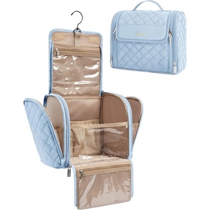 image:imageBAGSMART Hanging Travel Toiletry Bag Large Capacity Waterresistant Cosmetic Organizer with Handle for Brushes Accessories BlackDawn Blue