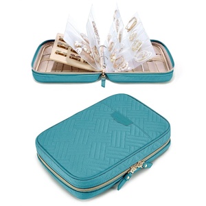 image:imageBAGSMART Jewelry Travel Organizer Case for Home Jewelry Organizer Storage Ring Binder Clear Bags Zipper Rolls Pouch for Necklaces Earrings Rings Bracelets Teal03Teal