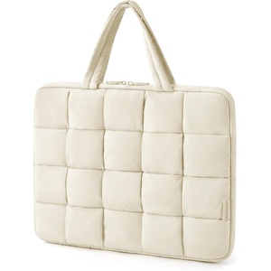 image:imageBAGSMART Laptop Case Puffy Laptop Sleeve with Handle Compatible with MacBook Air Pro Laptop Bag for WomenBeige
