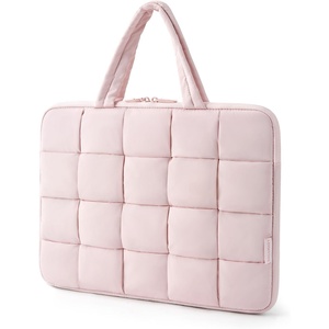 image:imageBAGSMART Laptop Case Puffy Laptop Sleeve with Handle Compatible with MacBook Air Pro Laptop Bag for WomenPink