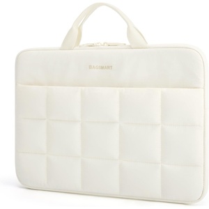 image:imageBAGSMART Laptop Case with Handle Puffy Laptop Sleeve Bag for Women MacBook Case for Dell HP Lenovo MacBook AirPro 1314 inch Beigebasic
