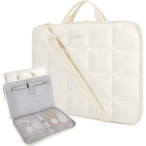 image:imageBAGSMART Laptop Case with Handle Puffy Laptop Sleeve Bag for Women MacBook Case for Dell HP Lenovo MacBook AirPro 15156 inch BeigeBeigeshoulder Strap