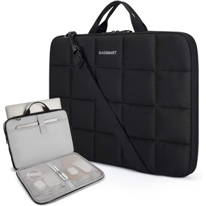 image:imageBAGSMART Laptop Case with Handle Puffy Laptop Sleeve Bag for Women MacBook Case for Dell HP Lenovo MacBook AirPro 15156 inch BeigeBlackShoulder Strap