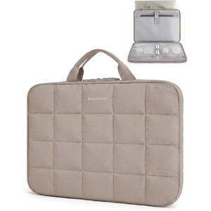 image:imageBAGSMART Laptop Case with Handle Puffy Laptop Sleeve Bag for Women MacBook Case for Dell HP Lenovo MacBook AirPro 15156 inch BeigeBrownhandheld