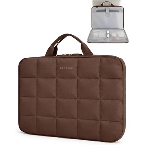 image:imageBAGSMART Laptop Case with Handle Puffy Laptop Sleeve Bag for Women MacBook Case for Dell HP Lenovo MacBook AirPro 15156 inch BeigeCoffee Brownhandheld