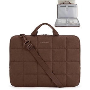 image:imageBAGSMART Laptop Case with Handle Puffy Laptop Sleeve Bag for Women MacBook Case for Dell HP Lenovo MacBook AirPro 15156 inch BeigeCoffee Brownshoulder Strap