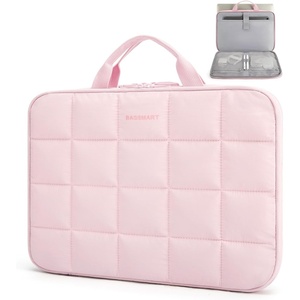 image:imageBAGSMART Laptop Case with Handle Puffy Laptop Sleeve Bag for Women MacBook Case for Dell HP Lenovo MacBook AirPro 15156 inch BeigePinkHandheld