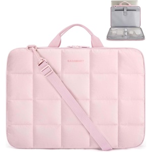 image:imageBAGSMART Laptop Case with Handle Puffy Laptop Sleeve Bag for Women MacBook Case for Dell HP Lenovo MacBook AirPro 15156 inch BeigePinkshoulder Strap