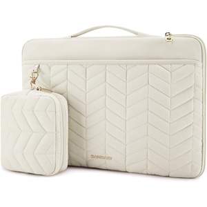 image:imageBAGSMART Laptop Case with Handle Puffy Padded Laptop Bag Sleeve for Women Portable MacBook AirPro Computer Case 1314 inch BeigeBeige