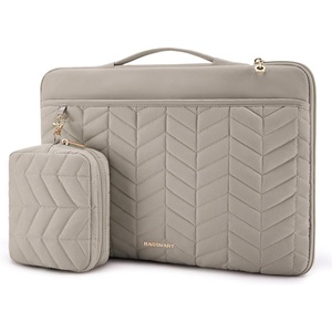image:imageBAGSMART Laptop Case with Handle Puffy Padded Laptop Bag Sleeve for Women Portable MacBook AirPro Computer Case 1314 inch BeigeWarm Gray