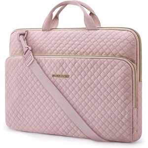 image:imageBAGSMART Laptop Sleeve 156 Inch Lightweight Laptop Bag Compatible with MacBook Pro 16 Inch156 Inch HPDellAcer AspireAsus Notebook Protective Case with Shoulder StrapPocketHandle GrayPinkShoulder Strap
