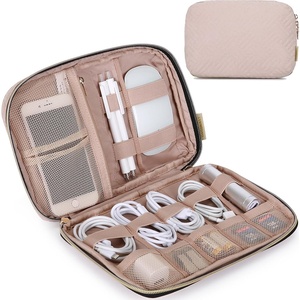 image:imageBAGSMART Large Electronics Travel Organizer Case for Women Pink  Travel Essentials Cord Organizer Cable Organizer Bag Travel Accessories for WomenAPink