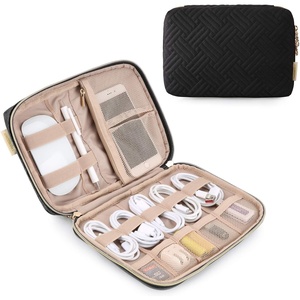 image:imageBAGSMART Large Electronics Travel Organizer Case for Women Pink  Travel Essentials Cord Organizer Cable Organizer Bag Travel Accessories for WomenBBlack
