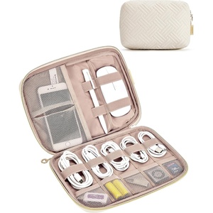 image:imageBAGSMART Large Electronics Travel Organizer Case for Women Pink  Travel Essentials Cord Organizer Cable Organizer Bag Travel Accessories for WomenCBeige