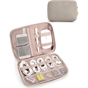 image:imageBAGSMART Large Electronics Travel Organizer Case for Women Pink  Travel Essentials Cord Organizer Cable Organizer Bag Travel Accessories for WomenFWarm Grey
