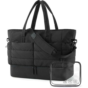 image:imageBAGSMART Large Travel Duffel Bag with Shoe Compartment Puffer CarryOn Gym Weekender Bag for Women CharcoalCharcoal