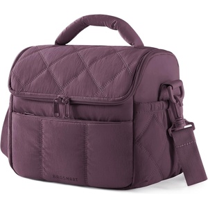 image:imageBAGSMART Lunch Bag Women Double Deck Insulated Lunch Box Quilted Puffer Lunch Tote Leakproof Durable amp Reusable Large Lunch Cooler For Work Picnic Travel Meal Prep Dark PinkBlackberry