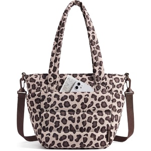 image:imageBAGSMART Lunch Bag Women Small Insulated Tote with Lunch Compartment Quilted Lightweight Puffy Tote Bag for Work Travel Outdoor BlackLeopard Print