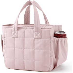 image:imageBAGSMART Lunch Bag for Women Small Cute Leopard Print Quilted Lunch Box Insulated Lightweight Leakproof Durable amp Reusable Tote Bag for Work Travel Outdoor PicnicBlush Pink