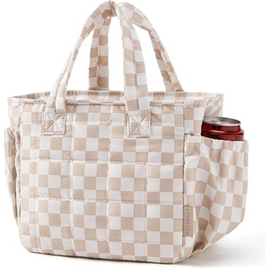 image:imageBAGSMART Lunch Bag for Women Small Cute Leopard Print Quilted Lunch Box Insulated Lightweight Leakproof Durable amp Reusable Tote Bag for Work Travel Outdoor PicnicBrown Checkered