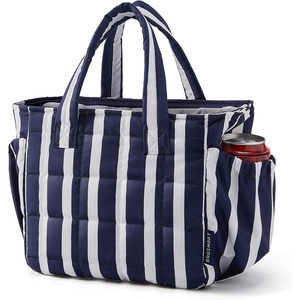 image:imageBAGSMART Lunch Bag for Women Small Cute Leopard Print Quilted Lunch Box Insulated Lightweight Leakproof Durable amp Reusable Tote Bag for Work Travel Outdoor PicnicBlue Striped