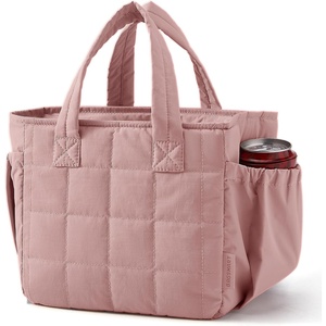 image:imageBAGSMART Lunch Bag for Women Small Cute Leopard Print Quilted Lunch Box Insulated Lightweight Leakproof Durable amp Reusable Tote Bag for Work Travel Outdoor PicnicNude Pink