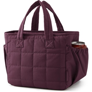 image:imageBAGSMART Lunch Bag for Women Small Cute Leopard Print Quilted Lunch Box Insulated Lightweight Leakproof Durable amp Reusable Tote Bag for Work Travel Outdoor PicnicCherry Red