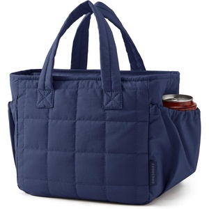image:imageBAGSMART Lunch Bag for Women Small Cute Leopard Print Quilted Lunch Box Insulated Lightweight Leakproof Durable amp Reusable Tote Bag for Work Travel Outdoor PicnicNavy Blue
