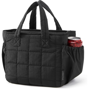image:imageBAGSMART Lunch Bag for Women Small Cute Leopard Print Quilted Lunch Box Insulated Lightweight Leakproof Durable amp Reusable Tote Bag for Work Travel Outdoor PicnicBlack